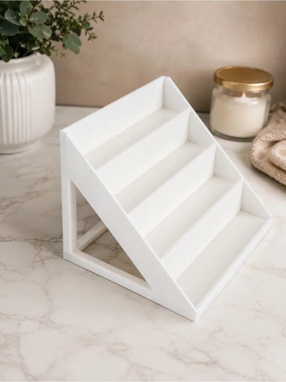 White Nail Polish Display Stand 4-Tier Organizer Rack | Holds Gel Polish Bottles